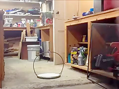 Ball stretching with marital-device and sexy wax on my balls
